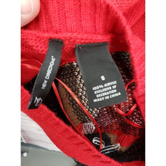 ND new directions Christmas Holiday Ugly Women's small‎ Sweater Reindeer Red - Picture 3 of 10